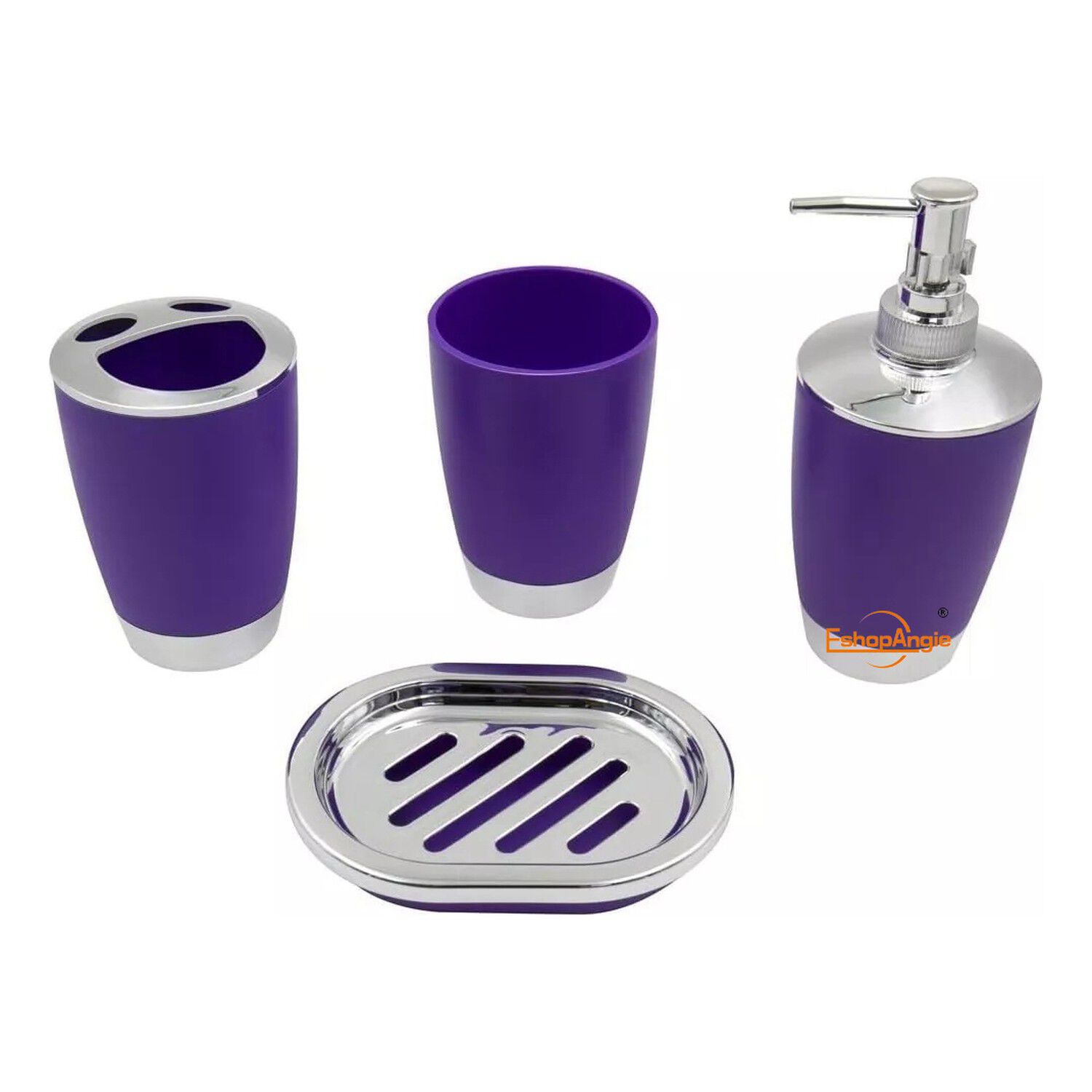 Set Accesorios Ba&ntilde;o 4 Piezas Vaso Jab&oacute;n Morado image number 0.0