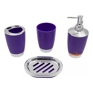 Set Accesorios Ba&ntilde;o 4 Piezas Vaso Jab&oacute;n Morado