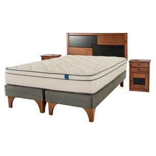 Cama Europea Flex Valencia / 2 Plazas / Base Normal + Set De Maderas