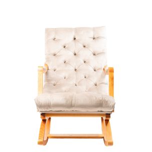 Silla Mecedora Capitones Felpa Beige