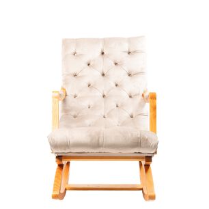 Silla Mecedora Capitones Felpa Beige