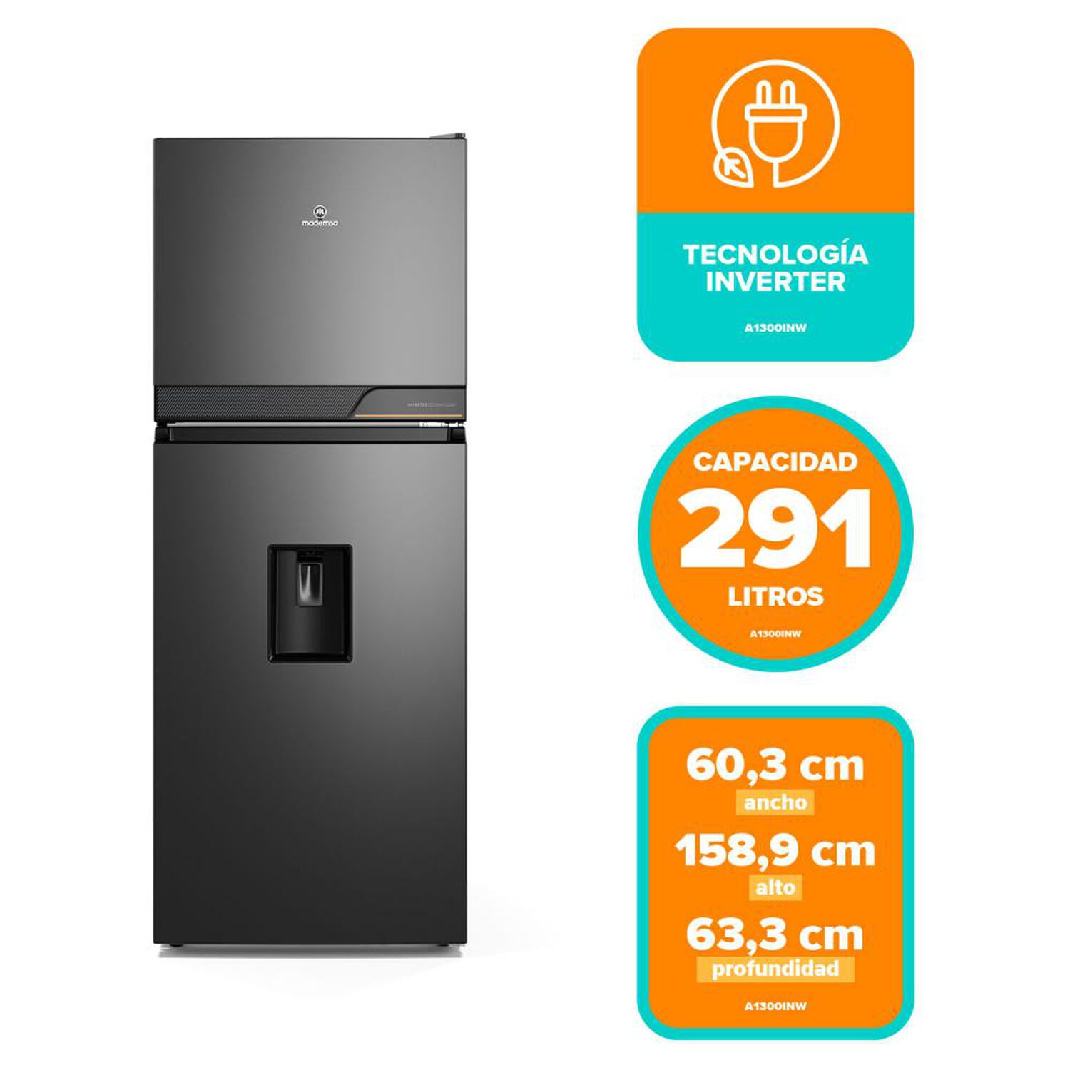 Refrigerador Top Freezer Mademsa Altus 1300inw / No Frost / 291 Litros / C image number 5.0