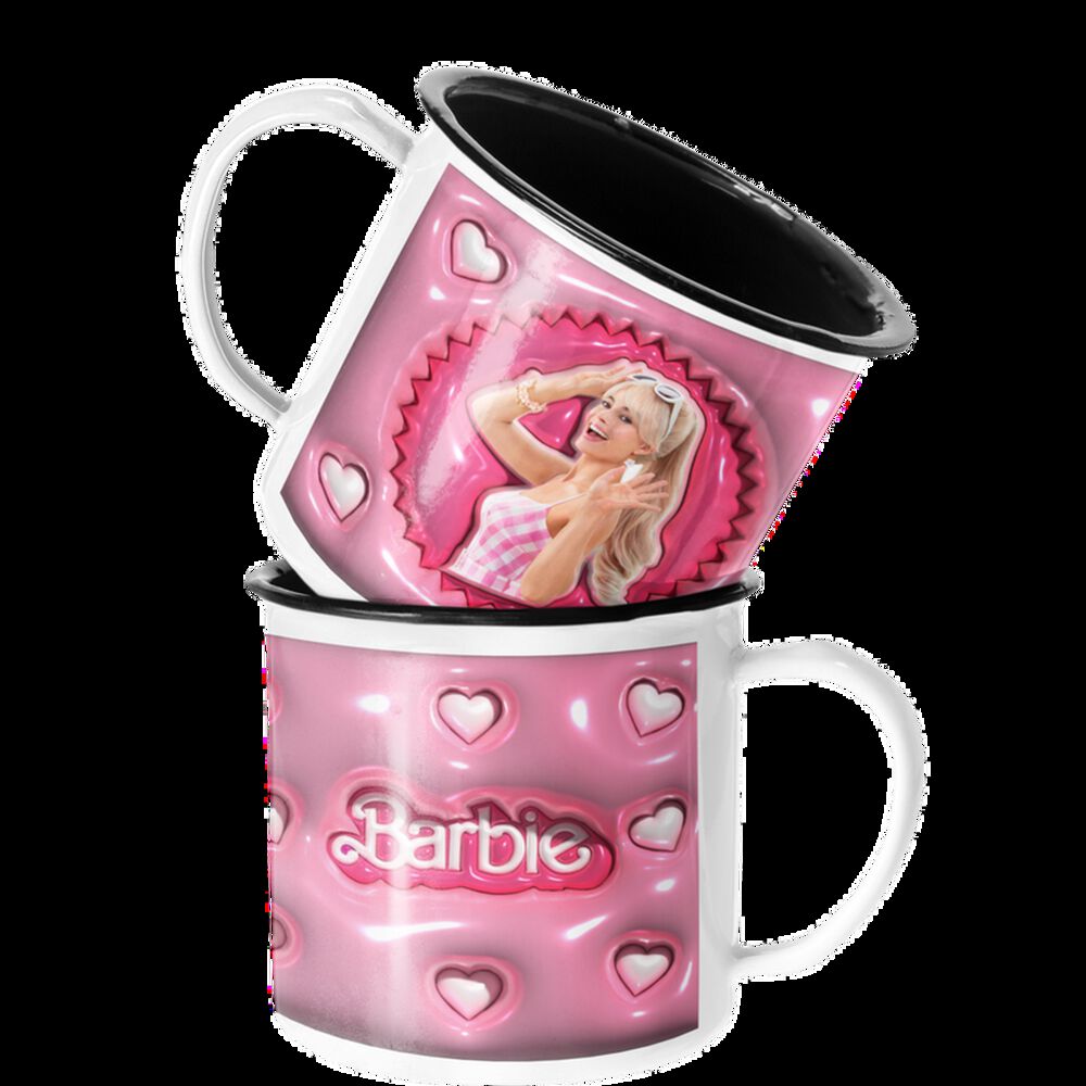 Taza Enlozada Lechera Barbie Pelicula Corazones Muñeca image number 0.0