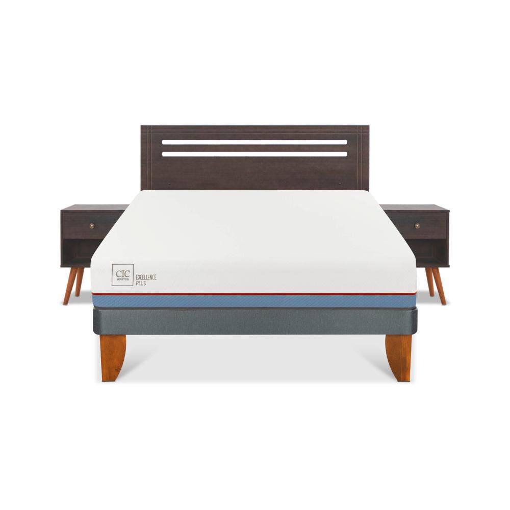 Cama Europea Cic Excellence Plus / 2 Plazas / Base Normal + Set De Maderas image number 0.0