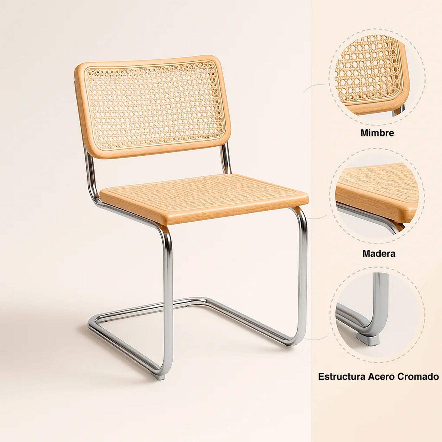 Pack De 2 Sillas Breuer Madera Y Rattan - Madera image number 4.0