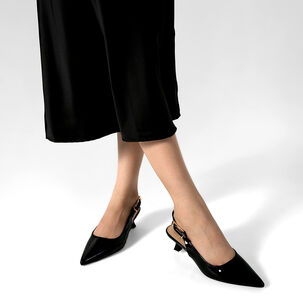 Zapato Taco Talón Abierto Simil Charol Mujer Weide Ghe37