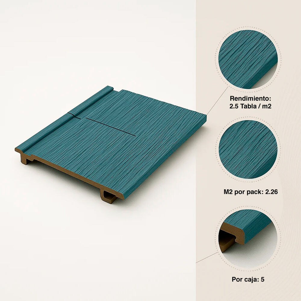 Pack De 5 Revestimientos Siding Plano Wpc Exterior Color Gris Azulado image number 4.0