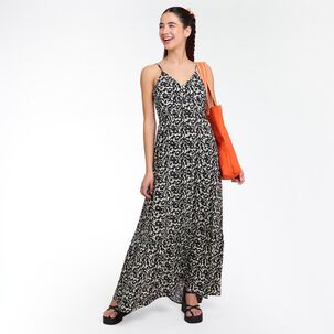 Vestido Largo Estampado Sin Mangas Cuello V Mujer Freedom