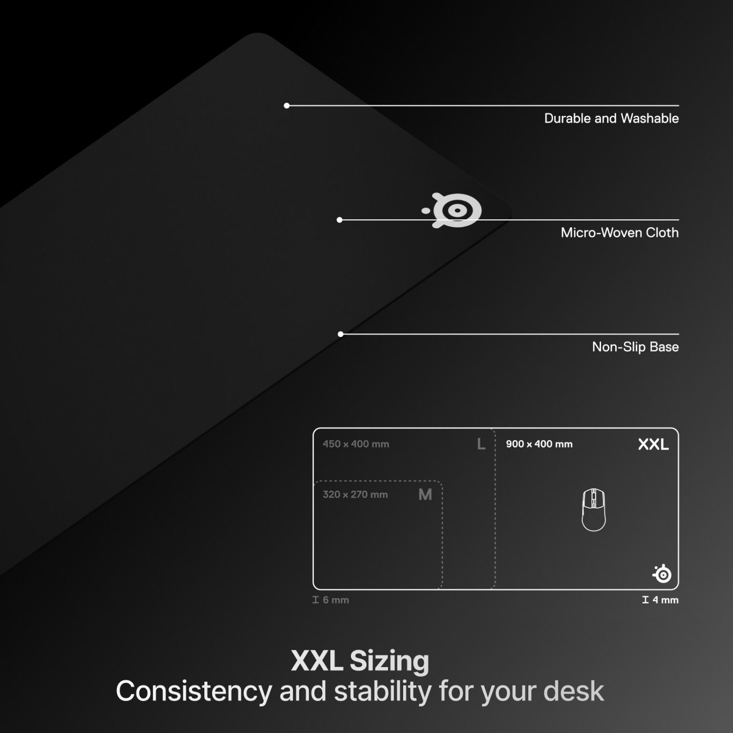 Mousepad Gamer Steelseries Qck Heavy Xxl Negro image number 3.0