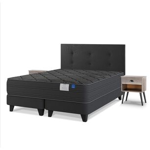 Cama Europea Flex Black / King / Base Dividida + Set De Maderas