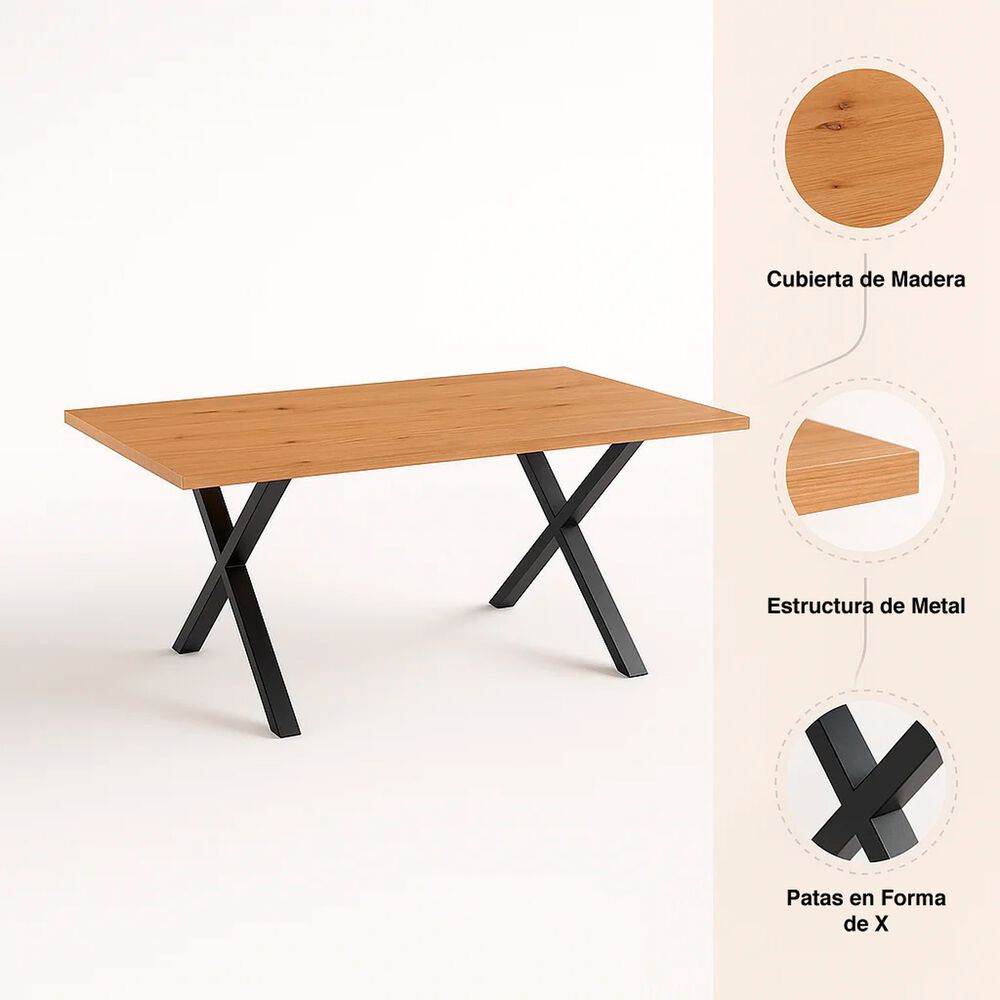 Mesa Industrial Color Madera Y Metal Cross 180x90 image number 4.0