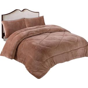 Cobertor De Invierno Plush Con Chiporro1.5 Plazas + 1 Fundas De Almohada Café