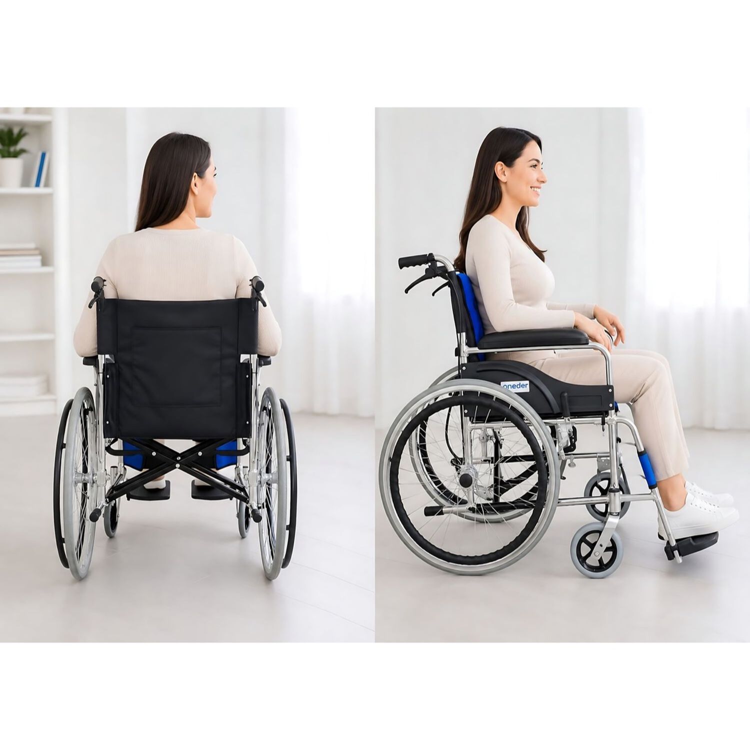 Silla De Ruedas Plegable Doble Freno Aluminio Liviana Kjt106g Oneder image number 2.0