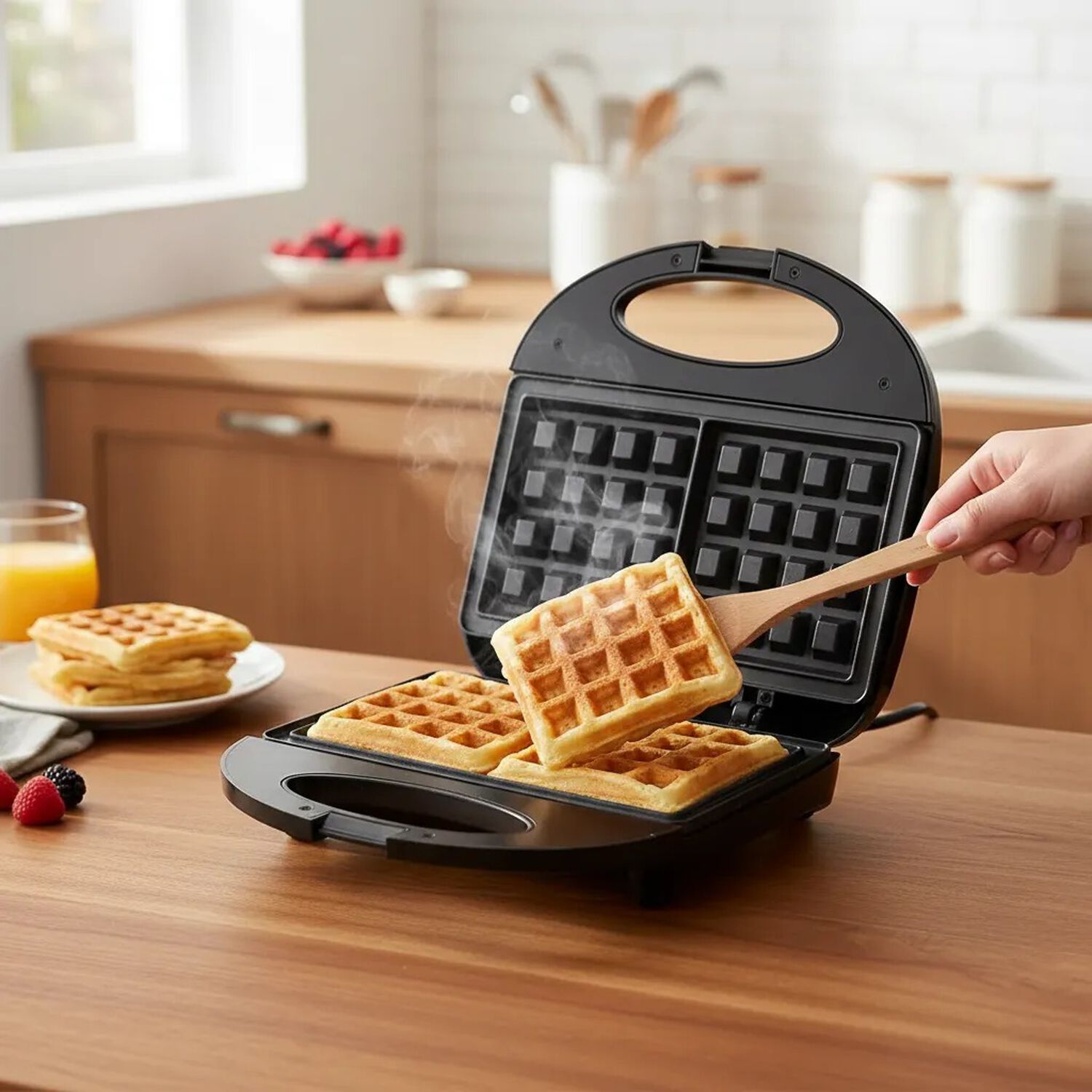 Wafflera El&eacute;ctrica Doble Antiadherente 750w Maquina Wafles image number 2.0