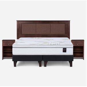 Cama Europea Rosen Art 4 / King / Base Dividida + Set De Maderas