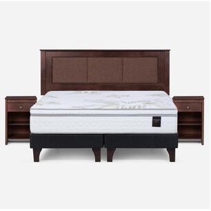 Cama Europea Rosen Art 4 / King / Base Dividida + Set De Maderas