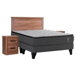 Cama Europea Celta Astral / 2 Plazas / Base Dividida + Set De Maderas + Almohadas + Juego De S&aacute;banas
