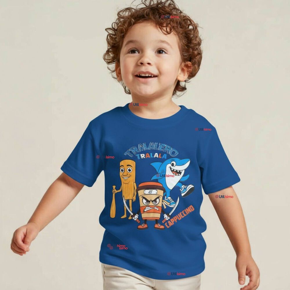 Polera Brainrots 100% Algodón Manga Corta Niño Tralalero Azul image number 0.0