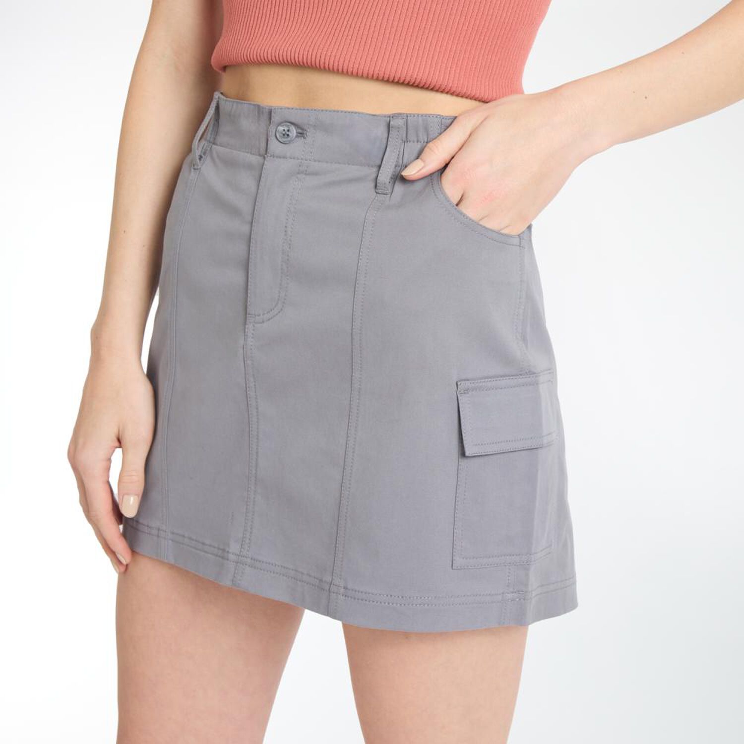 Falda Denim Tiro Medio Cargo Mujer Ocean Pacific image number 4.0