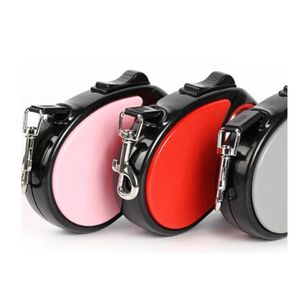 Cuerda Retractil 5m Flexible Paseo De Perro Cachorro Rosado