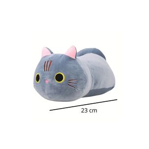 Almohada De Peluche Gato Kawaii Gris 23cm