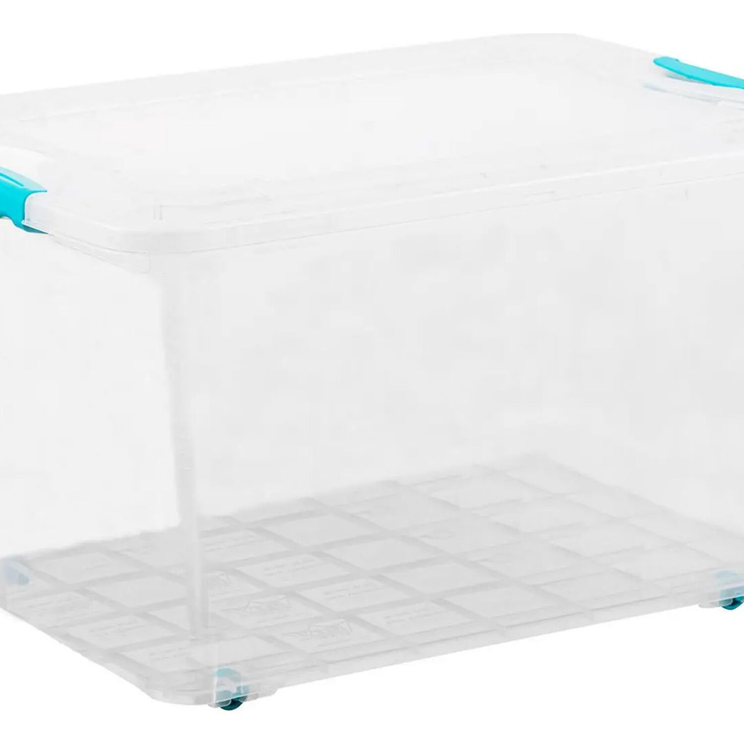 Caja Organizadora Almacenamiento Suprema 50 Lts Color Transparente Tapa Turquesa image number 2.0