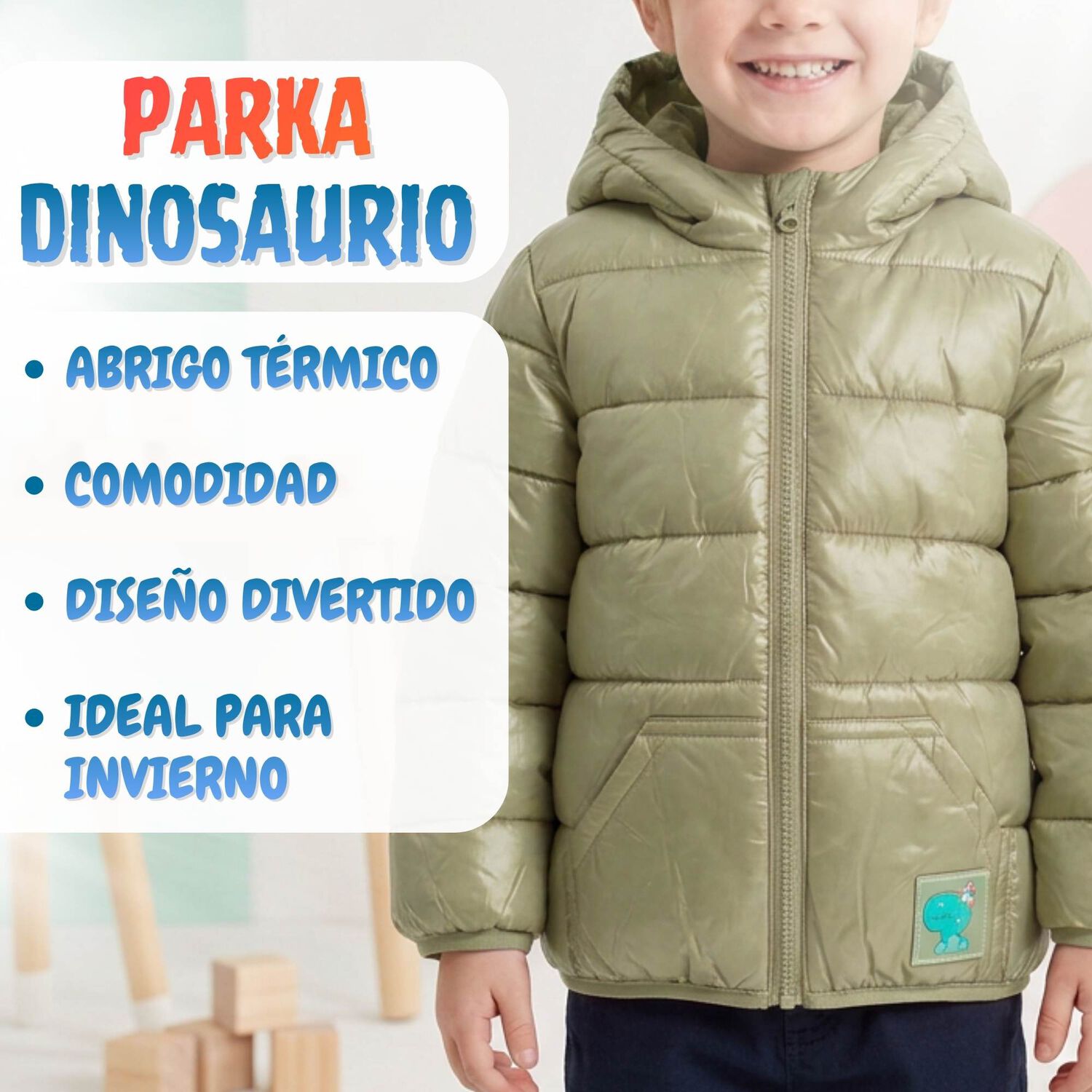 Parka Dinosaurio Con Capucha Manga Larga Ni&ntilde;o Jump Kids image number 3.0