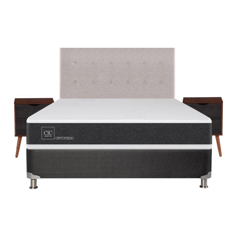Box Spring Cic Ortopedic / 2 Plazas / Base Normal + Set De Maderas image number 0.0