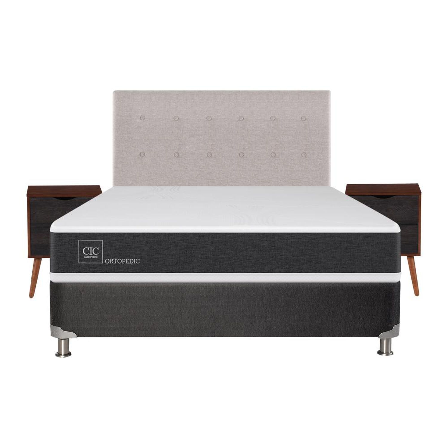 Box Spring Cic Ortopedic / 2 Plazas / Base Normal + Set De Maderas image number 0.0