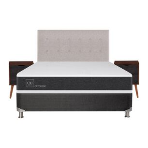 Box Spring Cic Ortopedic / 2 Plazas / Base Normal + Set De Maderas
