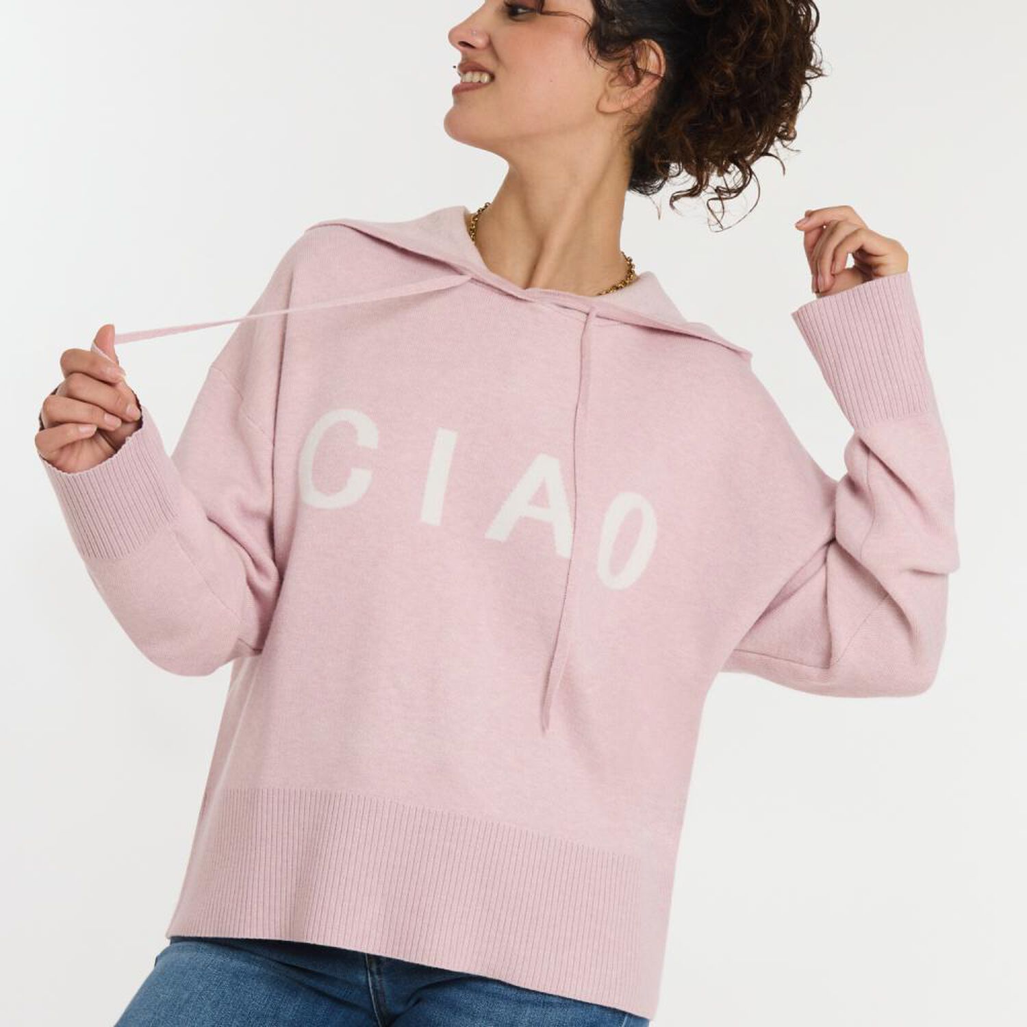 Sweater Jacquard Manga Larga Cuello Redondo Con Capucha Mujer Freedom image number 4.0