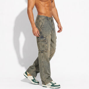 Pantal&oacute;n Jeans Cargo Baggy Hombre