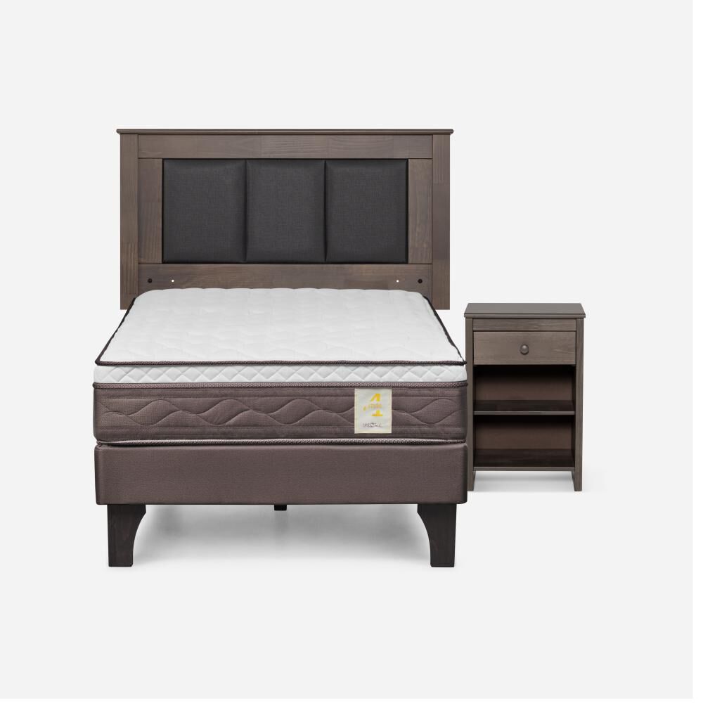 Cama Europea Rosen New Style 4 Plus / 1 Plaza / Base Normal  + Set Maderas Rachel Gris image number 0.0