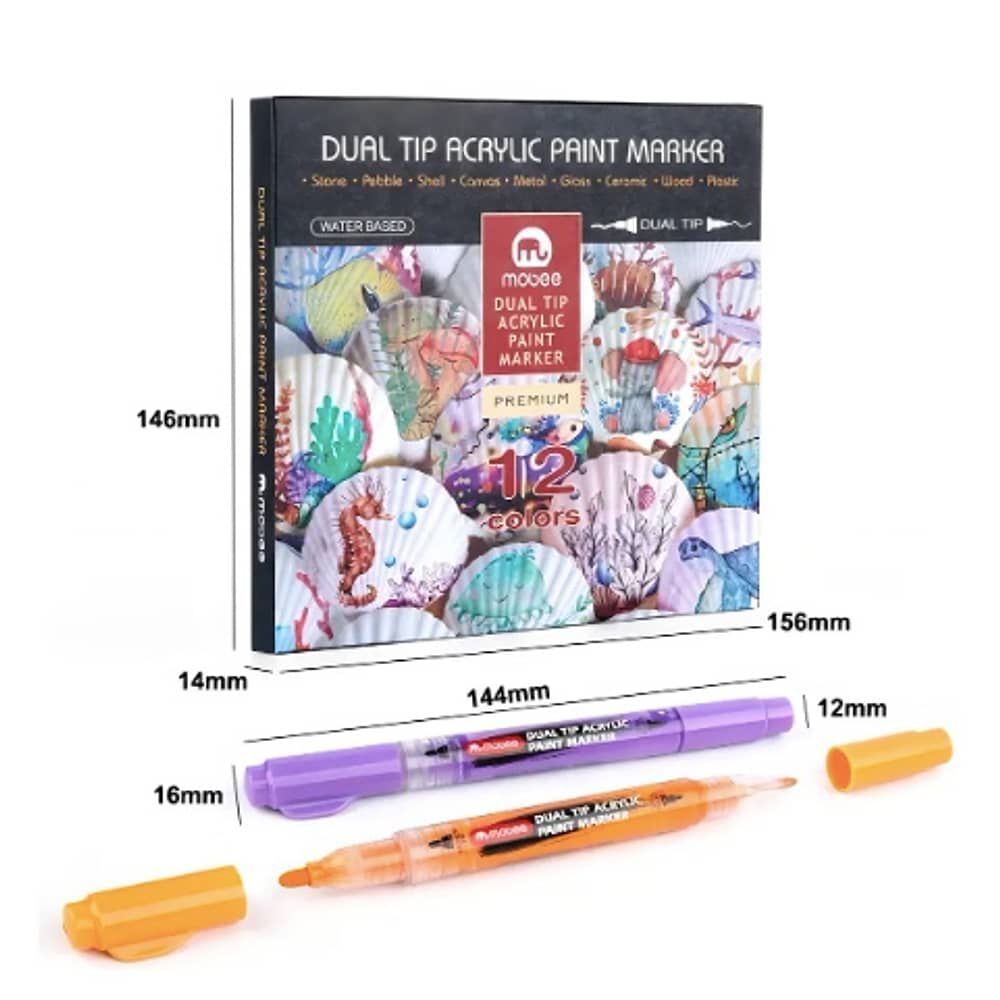 Marcadores Acr&iacute;licos Doble Punta L&aacute;pices 12 Color image number 1.0