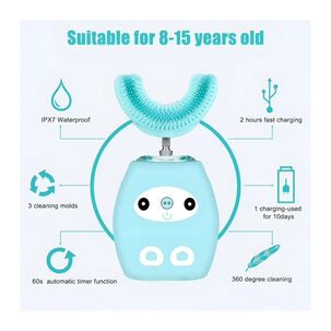 Cepillo Forma De U Electrico Recargable Para Ni&ntilde;os Azul Infantil