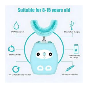 Cepillo Forma De U Electrico Recargable Para Ni&ntilde;os Azul Infantil