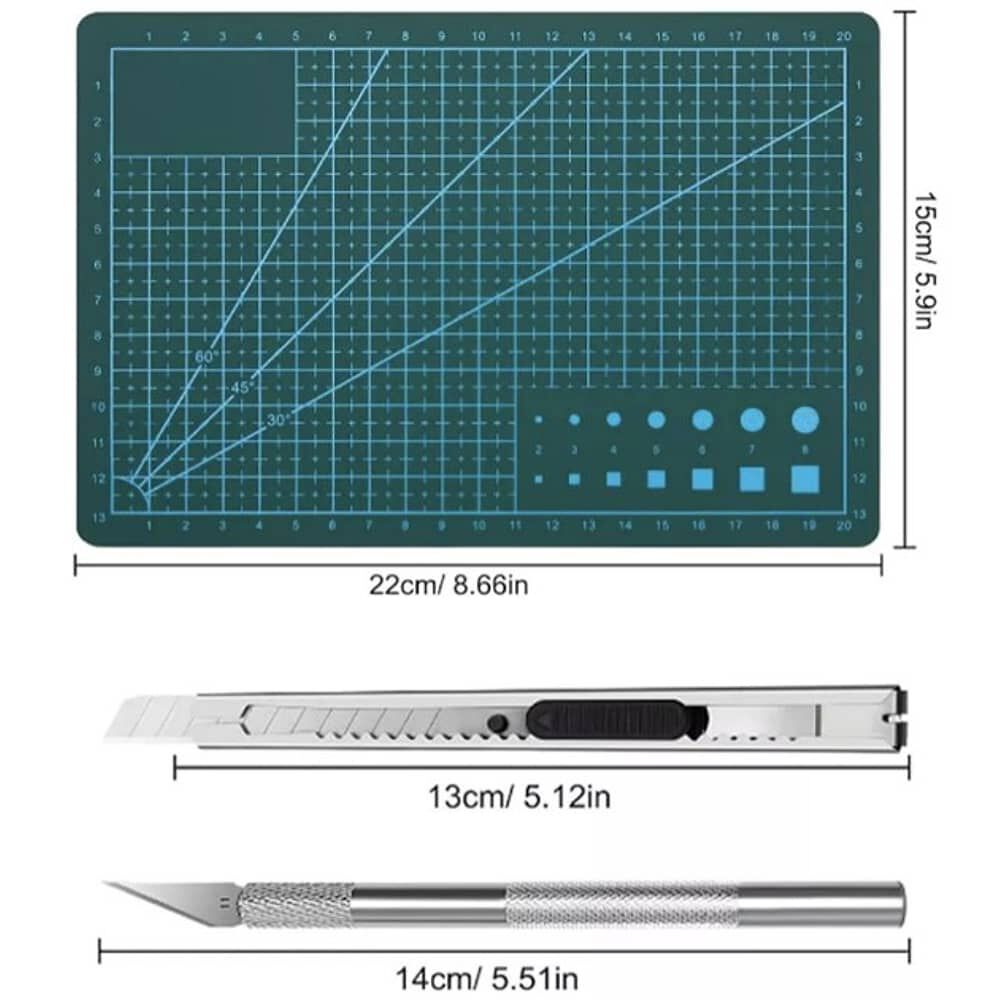 Base Tabla Tapete Para Corte A5 22x15cm Con Cortador image number 1.0