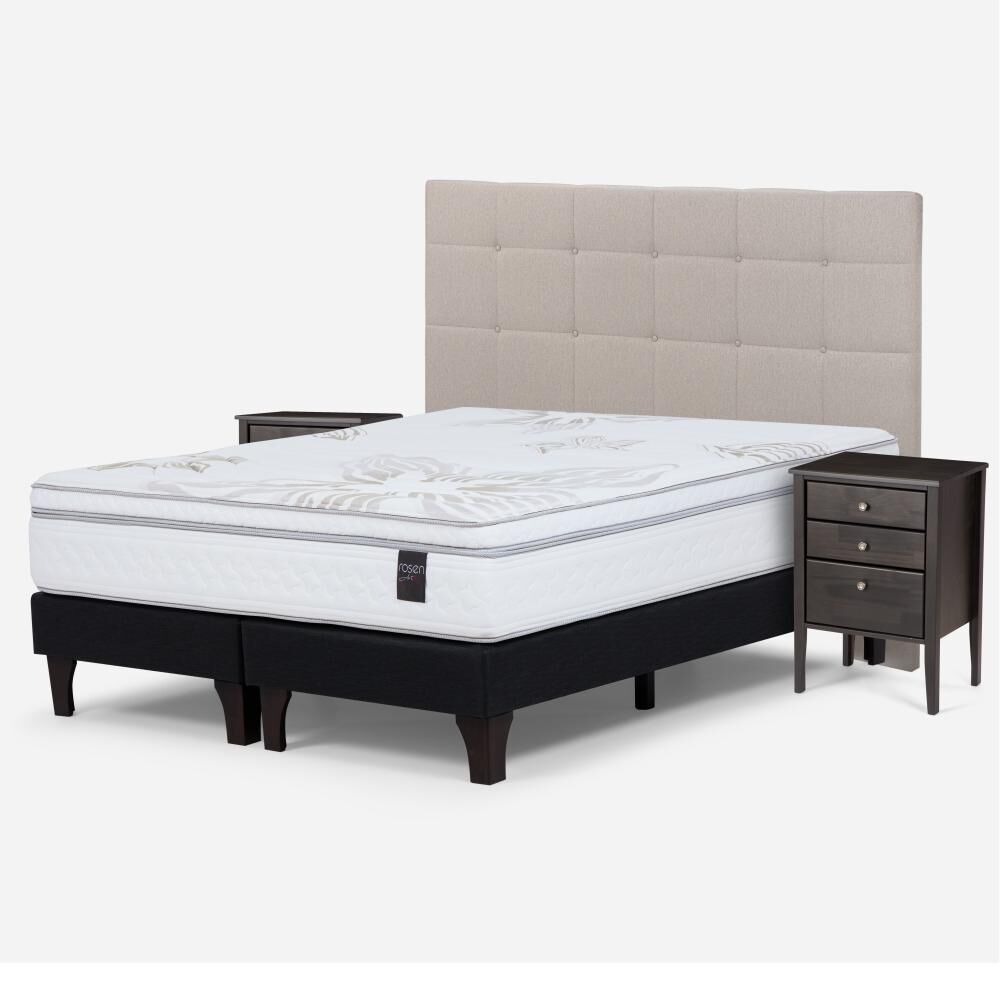 Cama Europea Rosen Art 4 / King / Base Dividida + Set De Maderas Issey Niebla image number 1.0