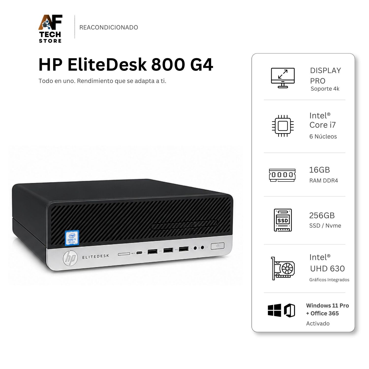 Computador Hp 800 G4 I7 8th 16gb 256gb - Win11 Office - Reacondicionado Profesional image number 0.0