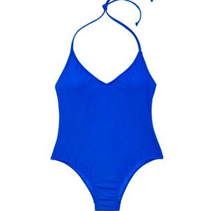 Traje De Baño Escotado Con Pinza Azul