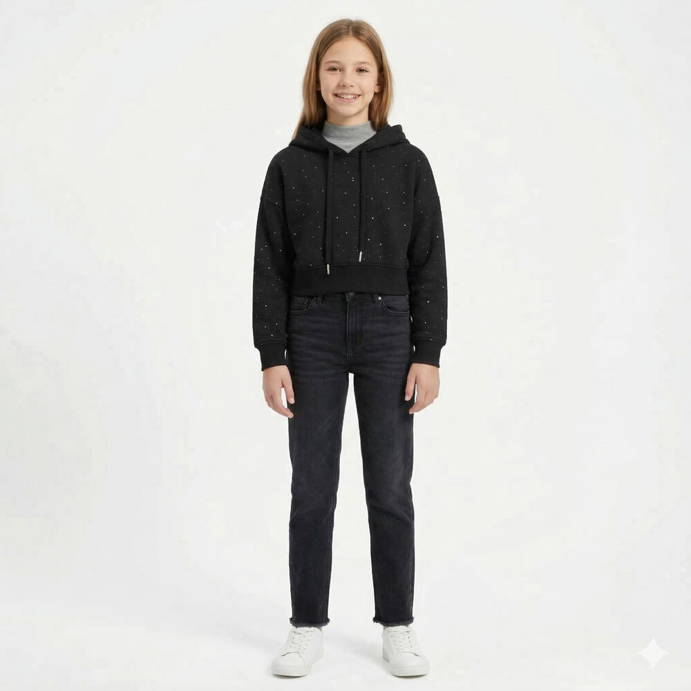 Poler&oacute;n Crop Juvenil Con Capucha Dise&ntilde;os Brillantes image number 2.0