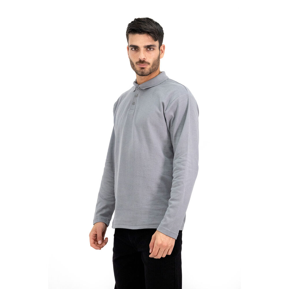 Polera Pique Quebec Manga Larga Gris Hombre image number 2.0