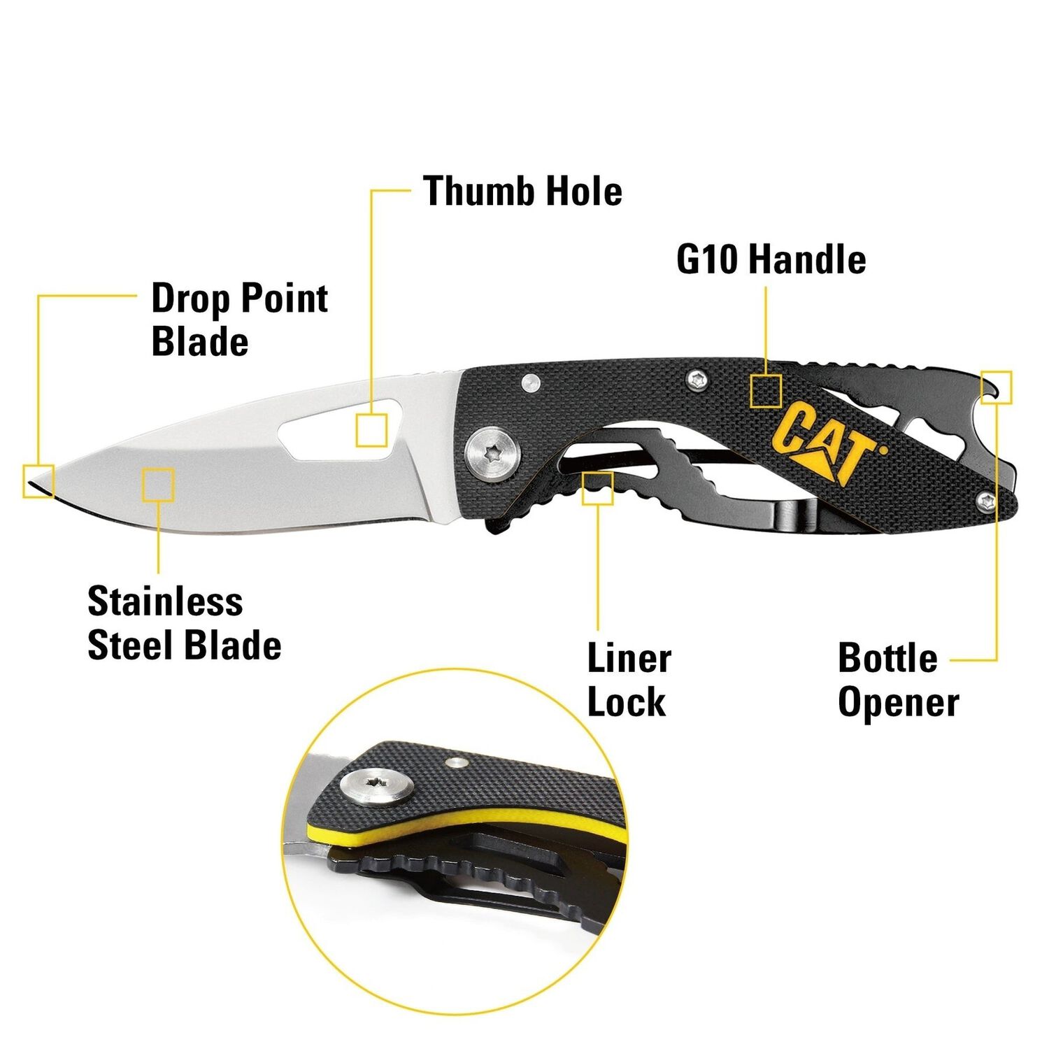 Cuchillo Navaja Plegable Cat 980298 Punta Curva image number 3.0