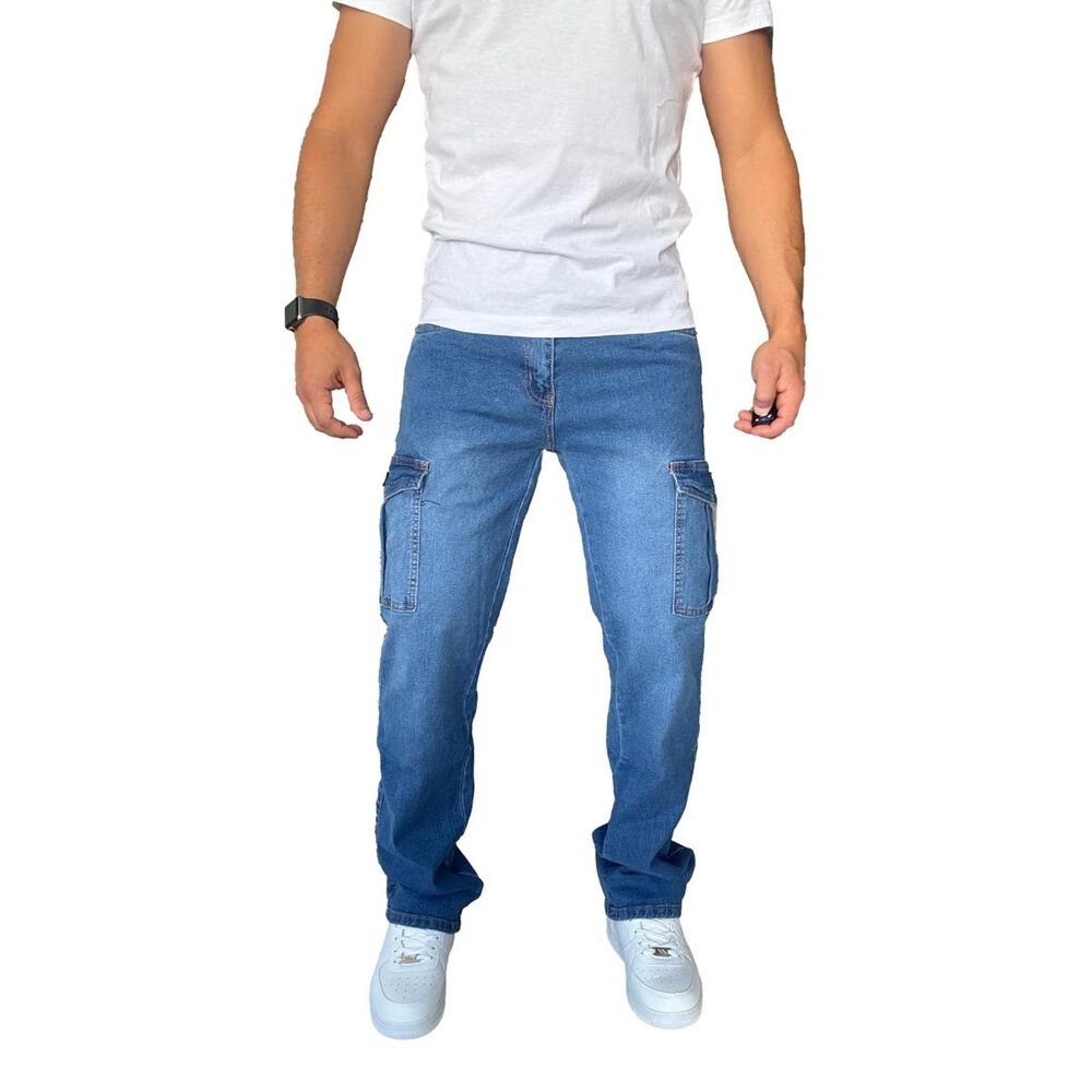Jeans Cargo Elasticado Straight Fit image number 7.0