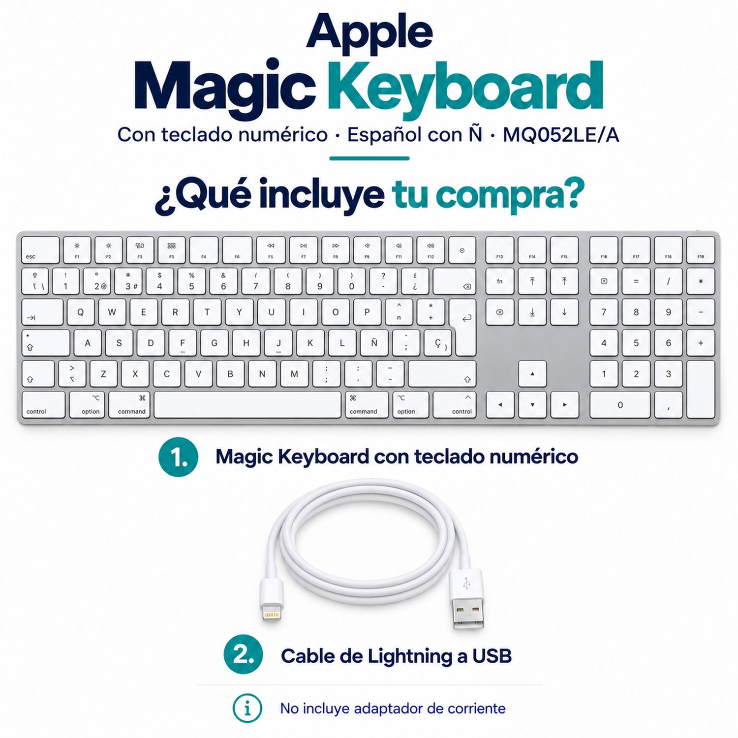 Apple Magic Keyboard Num&eacute;rico Espa&ntilde;ol Con &Ntilde; Mq052le/a image number 8.0