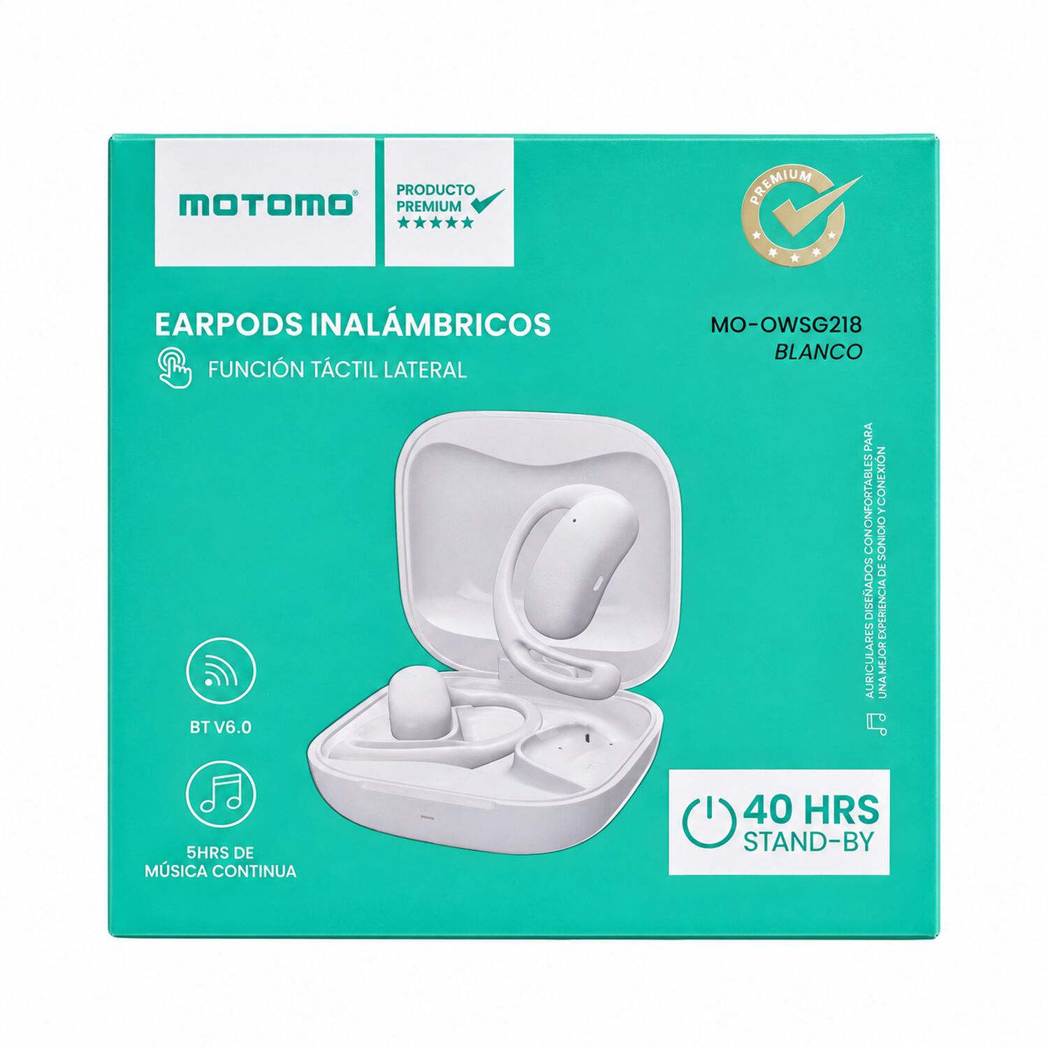 Motomo Mo-ows G218 Aud&iacute;fonos Clip Ear Bluetooth Blanco image number 2.0