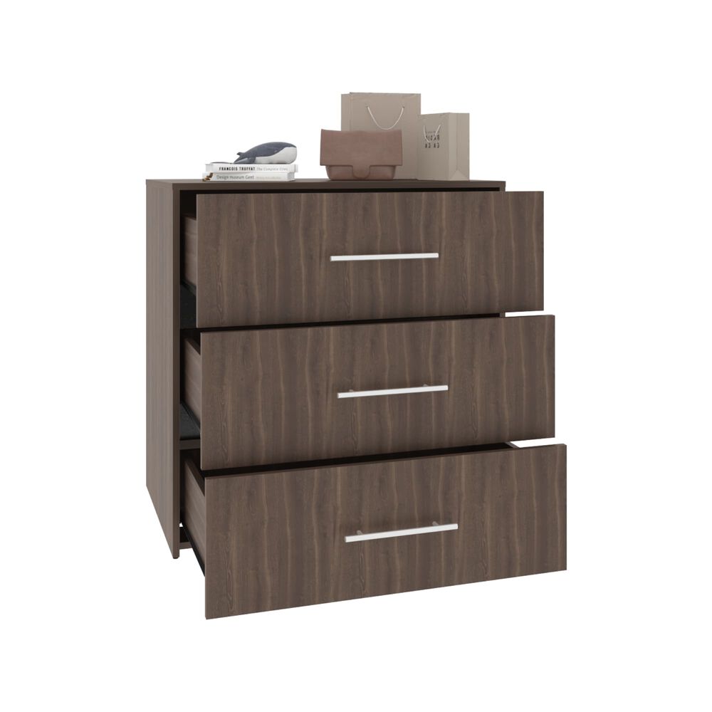 Comoda 3 Cajones 82,1x80x52,3 Cm Caf&eacute; Y Negro image number 2.0
