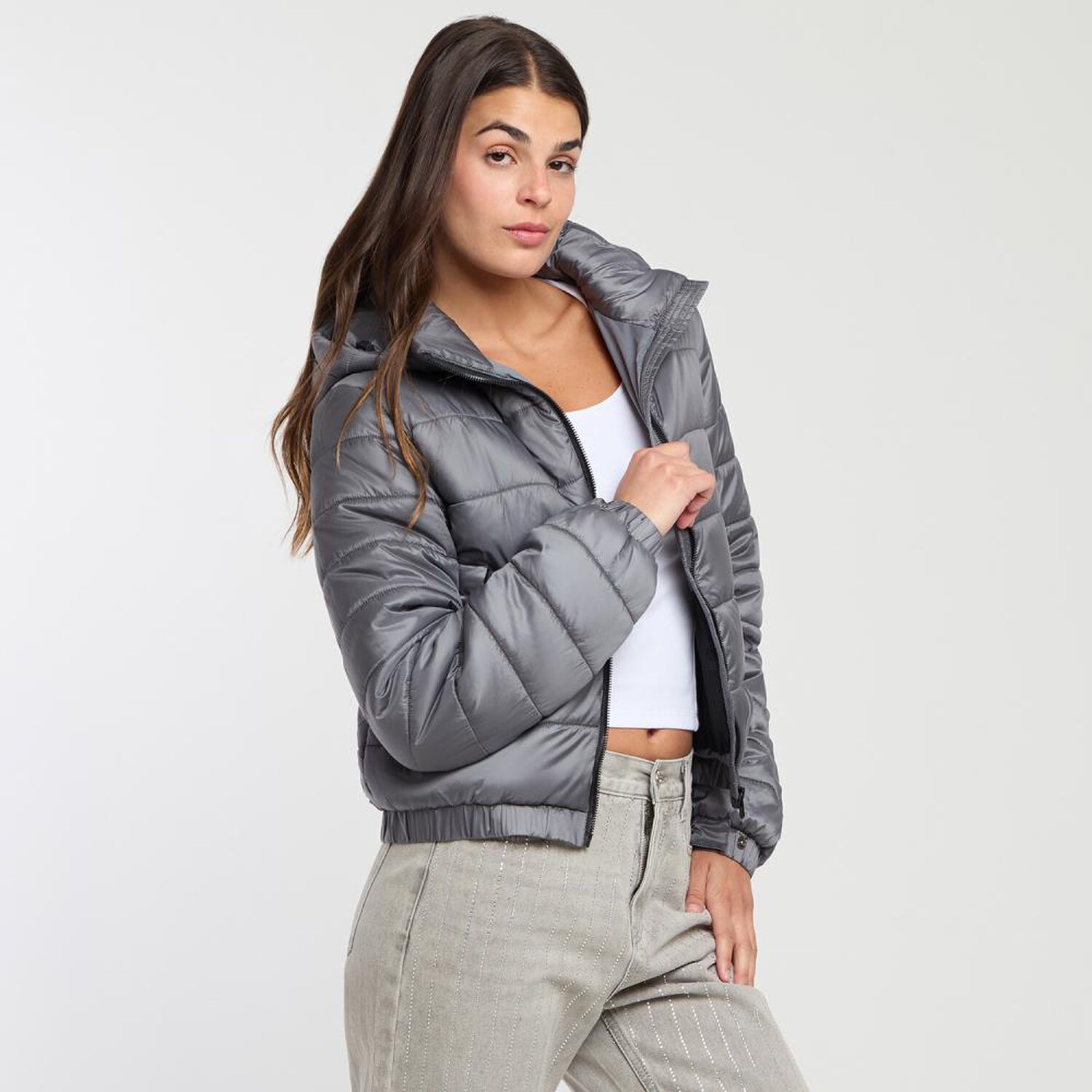 Parka Corta Regular Cuelo Alto Con Capucha Mujer Rolly Go image number 2.0
