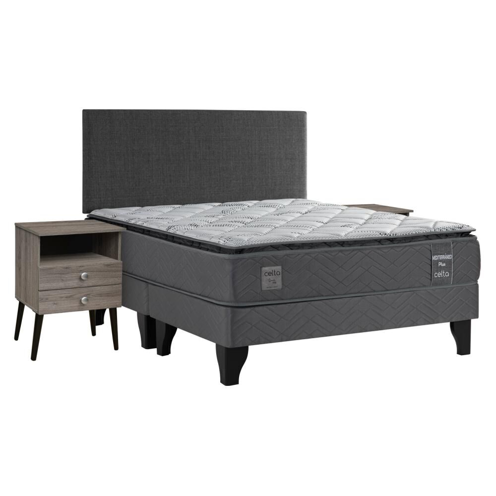 Cama Europea Celta Mediterr&aacute;neo / 2 Plazas / Base Dividida + Set De Maderas image number 0.0