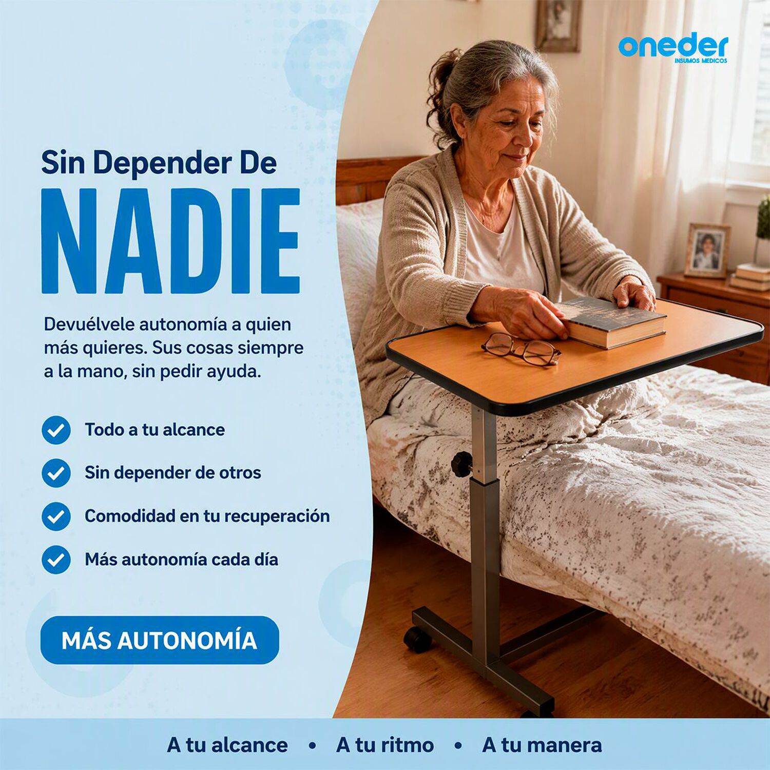 Mesa Reclinable Lateral Hospitalario Cama Altura Ajustable 1101a image number 6.0
